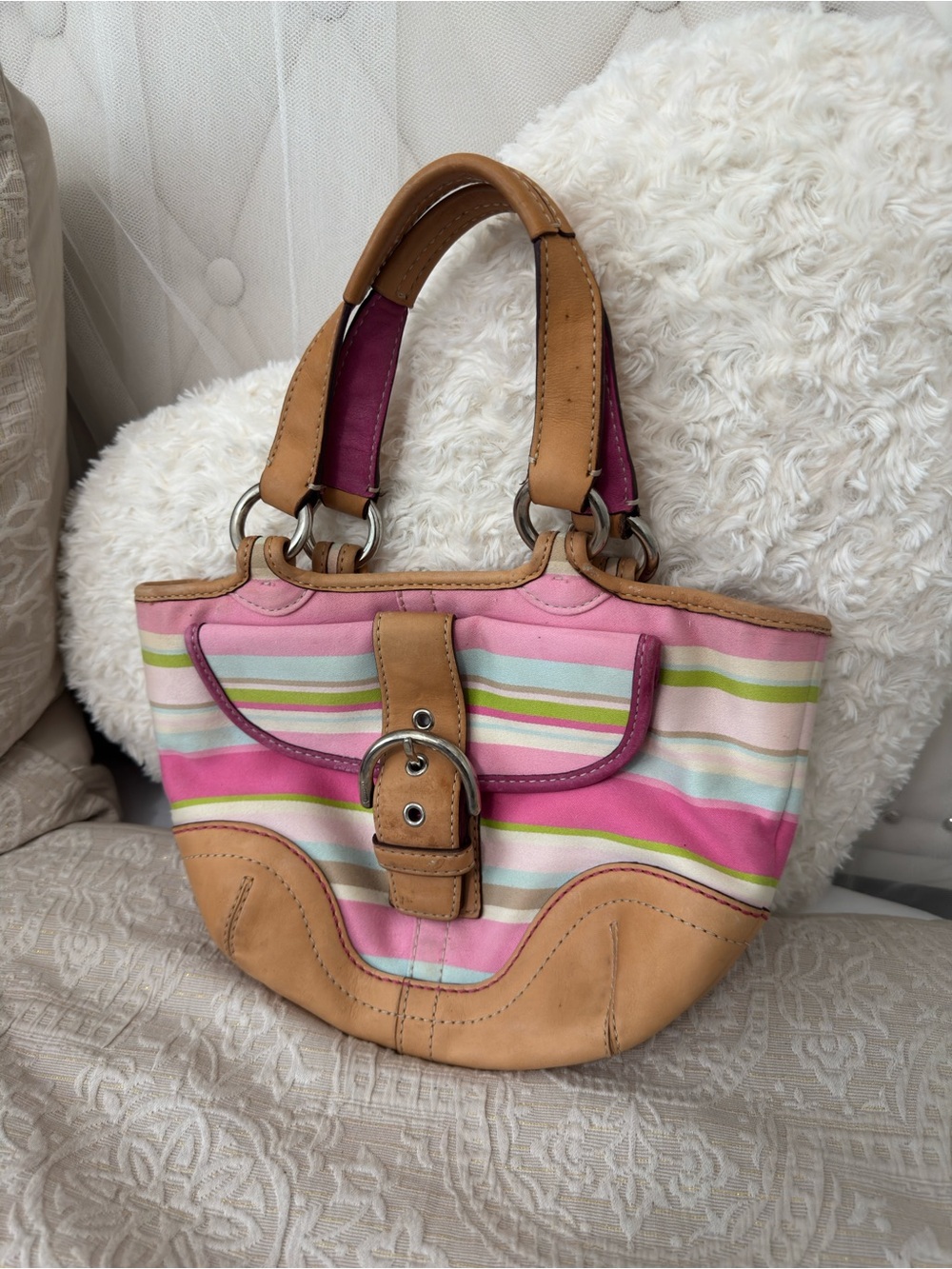 Coach Pink Striped Soho